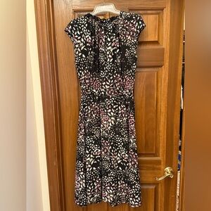 Banana Republic Black Cherry Blossom Flowers Midi Dress  Size 8